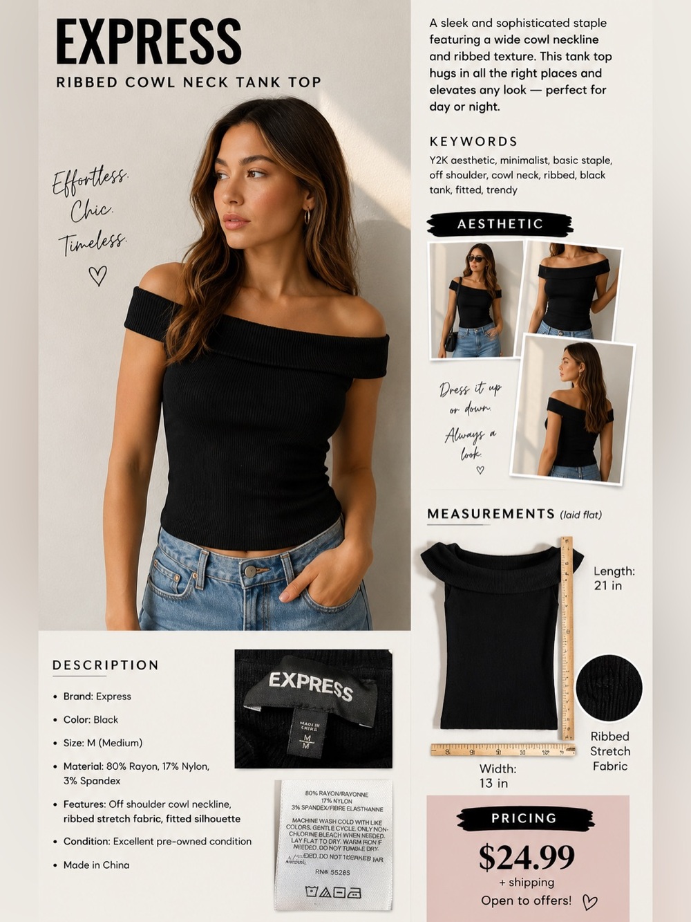 Express Black Ribbed Knit Sweater Top